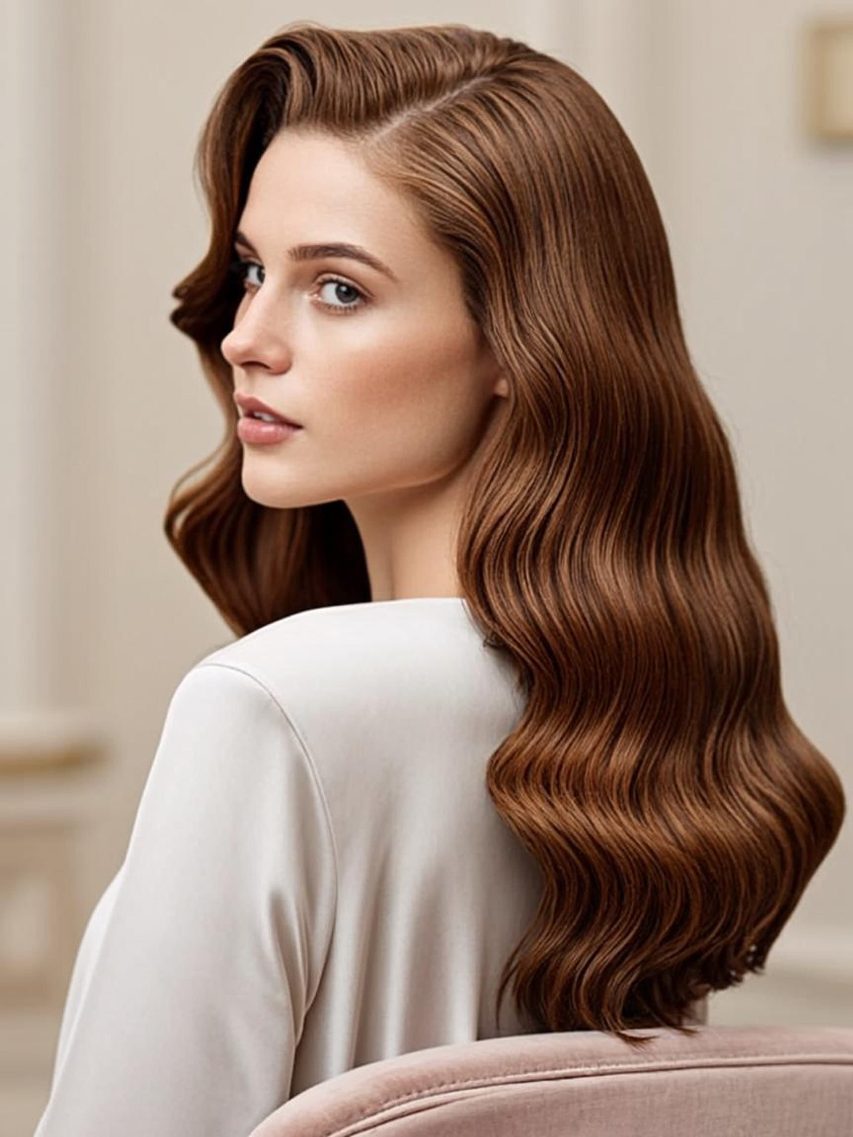 Glossy blowout hairstyle finish