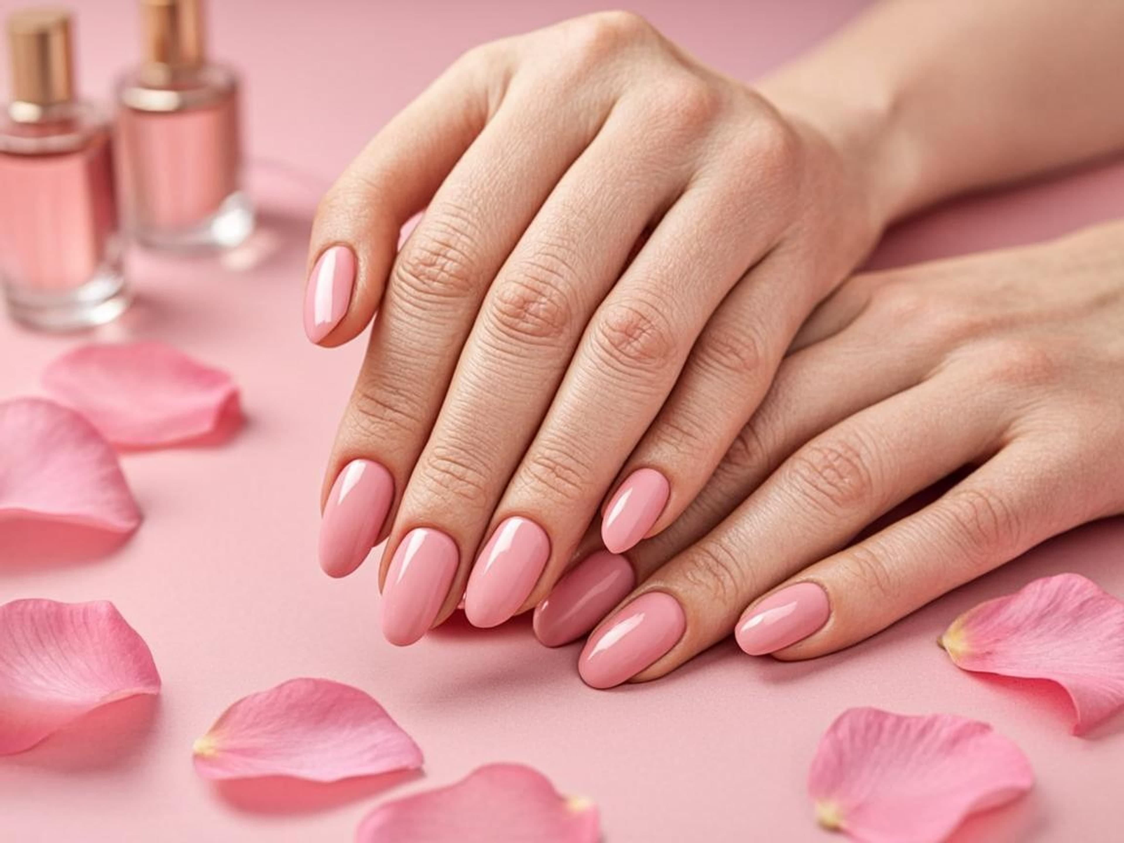 Luxury manicure with pink polish
