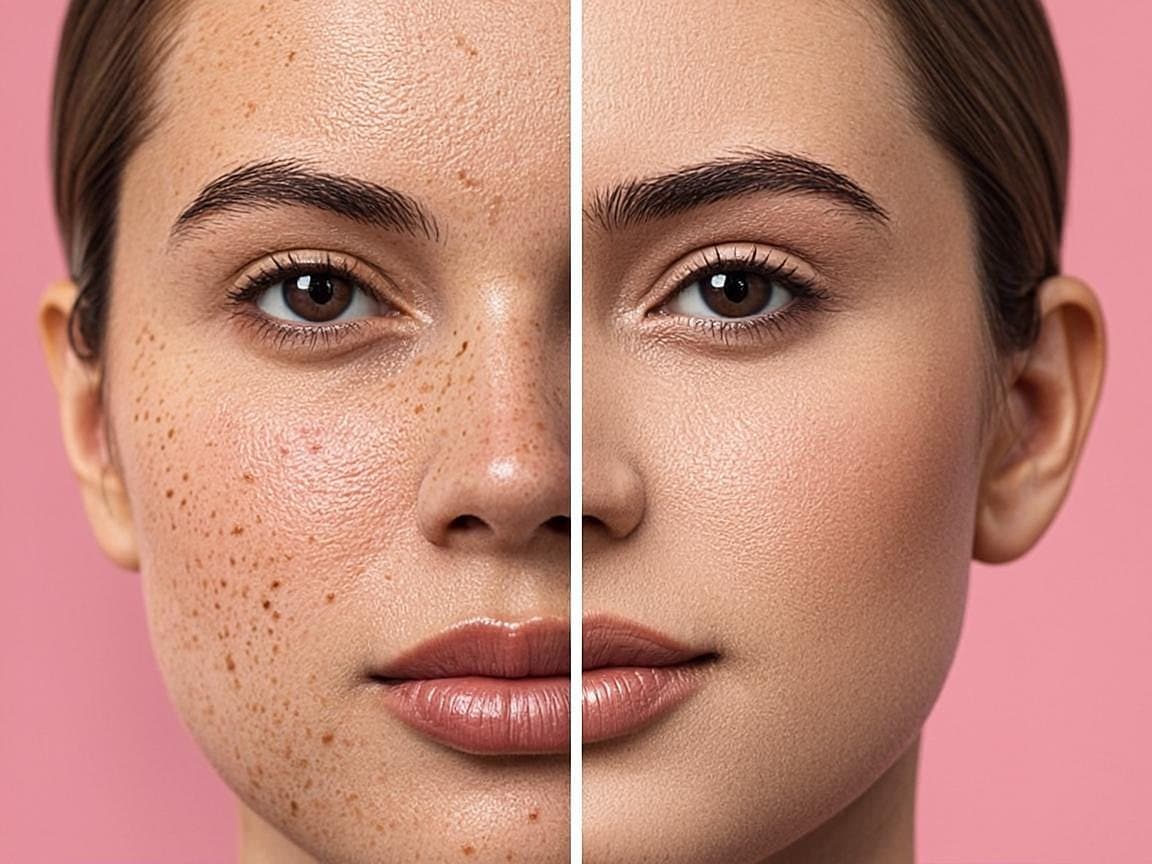 Before and after micro-needling — uneven texture transformed into smooth, radiant skin